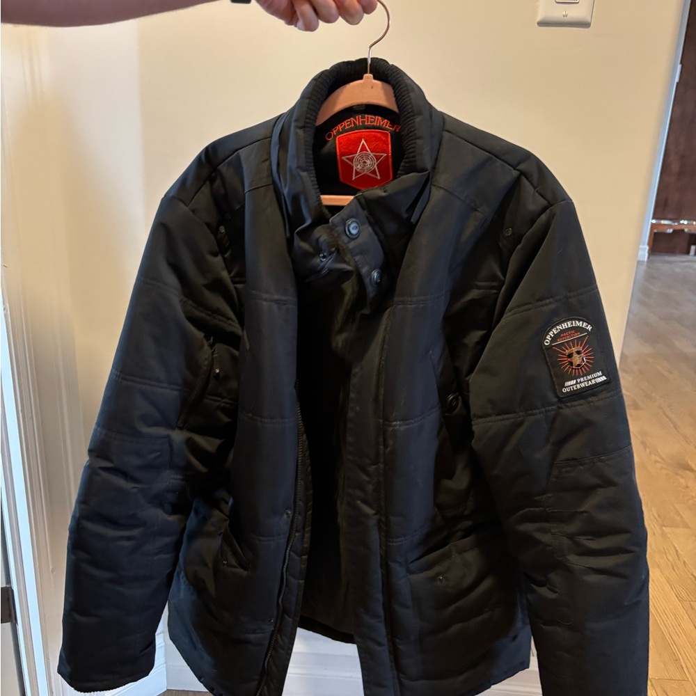 Black Puffer Jacket with Quilted Design and Collar